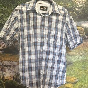 Blue and White Casual Button Down Shirt